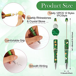 12 Stück 12 Stile St. Patrick's Day Thema Kunststoff Perlenstifte&nbsp;AJEW-TA0002-11