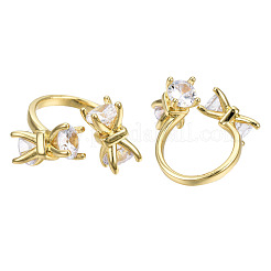 Offene Manschettenringe mit Zirkonia Bowknot&nbsp;RJEW-N037-030