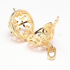 Pendentifs de cage ronde creuse en laiton de placage&nbsp;LS-KK-M181-13G