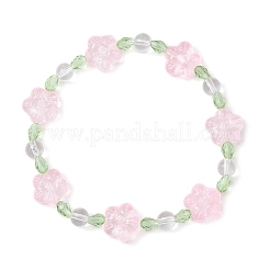 3 bracciale elastico in perline di vetro con fiori di prugna in 3 colori per donna&nbsp;BJEW-JB12138