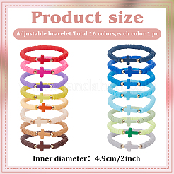 16 Stück 16 Stil Fimo Heishi Surfer Stretch Armbänder Set&nbsp;BJEW-AN0001-65