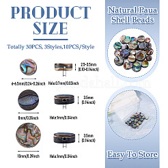 30 pz 3 stili perline di conchiglia paua naturale&nbsp;BSHE-TA0001-36