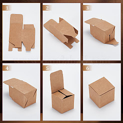 Boîtes à bijoux en papier kraft pliantes carrées&nbsp;CON-WH0089-47B