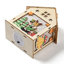 Ornements suspendus de maison en bois sur le thème de Noël&nbsp;LS-DJEW-B011-02