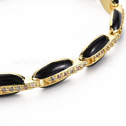 Bracelet chaîne à maillons en laiton micro pavé de zircone cubique pour femme&nbsp;BJEW-T020-05G-04