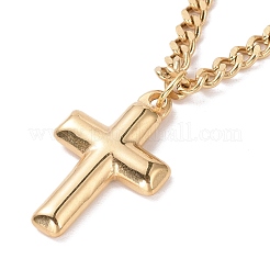 Placcatura sotto vuoto pvd acciaio inossidabile 304 doppia catena collana multistrato con ciondolo a croce per donna&nbsp;STAS-E155-12G