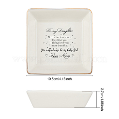 Porta anello quadrato in porcellana&nbsp;DJEW-WH0013-016
