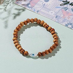 Bracelets extensibles en perles de bois naturel&nbsp;BJEW-JB05848-03