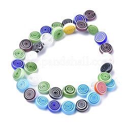 Flache runde handgemachte Millefiori Glasperlen&nbsp;LK-R004-49
