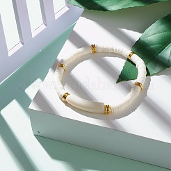 Bracciale elasticizzato con perline acriliche a tubo curvo per ragazze adolescenti&nbsp;BJEW-JB06944-01