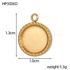 Pendenti rotondi piatti in acciaio inossidabile 304 con cabochon&nbsp;STAS-OY007-11G