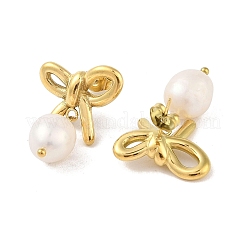 Pendientes de perlas de agua dulce de acero inoxidable 304 para mujer&nbsp;EJEW-Z049-03G