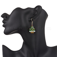 Weihnachtsbaum-Ohrringe aus Glasperlen&nbsp;EJEW-MZ00614