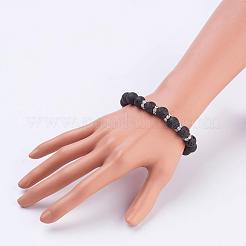 Bracciali elasticizzati in roccia lavica naturale&nbsp;BJEW-JB03210-01