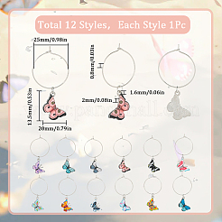 12 Stück 2 Stil Legierung Emaille Weinglas Charms&nbsp;AJEW-SC0002-09