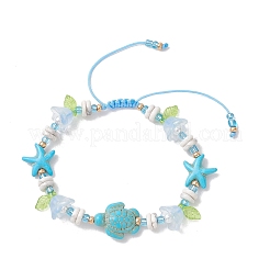 Bracelets de perles en acrylique tissées avec de la turquoise synthétique&nbsp;BJEW-MZ00343-03