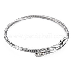 Brazalete tipo brazalete con cable trenzado que no se deslustra&nbsp;BJEW-N013-002