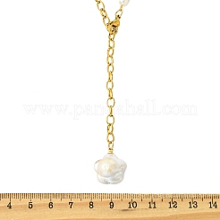 Verstellbare Lariat-Halskette mit Quaste aus natürlicher Barock-Keshi-Perle und 304er Edelstahl-Kabelkette für Damen&nbsp;NJEW-JN06212
