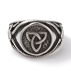 Wikinger 304 Edelstahl Triquetra/Trinity Knot breite Fingerringe für Männer&nbsp;RJEW-U005-12AS