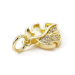 Blatt-Anhänger mit Mikropavé aus Messing mit klaren Zirkonia-Blättern&nbsp;ZIRC-F132-48G