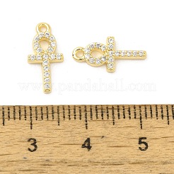 Pendentifs en forme de croix en laiton plaqué micro pavé de zircones cubiques&nbsp;KK-S396-07D