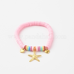 Pulseras hechas a mano de arcilla polimérica heishi pulseras elásticas&nbsp;BJEW-JB0001-CPQ