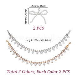 6 pz 3 stili di catene per stivali con imitazione di perle in plastica e catene in ferro e clip per fibbie per scarpe&nbsp;HJEW-GA00043
