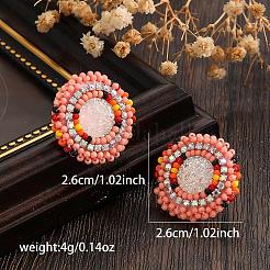 Boucles d'oreilles puces vintage bohèmes en perles de verre colorées et strass&nbsp;VY5957-4