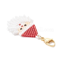 Pendentifs décoratifs en perles de verre représentant le Père Noël&nbsp;HJEW-MZ00319