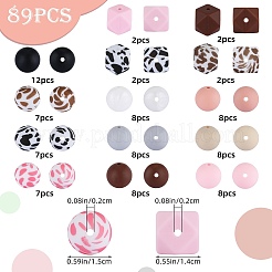 89 ensemble de perles en silicone imprimées à motifs colorés&nbsp;SIL-SZ0002-54B