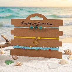 Verstellbares Armband-Set im sommerlichen Strandstil mit synthetischen grünen Türkisperlen und Imperial-Steinen&nbsp;UQ9789-2