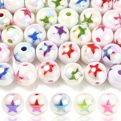 100 Stück 5 Stile UV-Beschichtung undurchsichtige Acrylperlen&nbsp;PACR-CJ0001-24