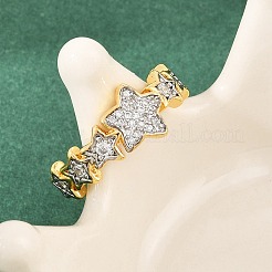 Messing Micro Pave klare Zirkonia Manschette offene Ringe&nbsp;RJEW-T028-01A-G