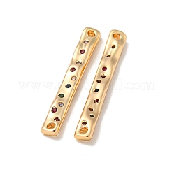 Breloques de connecteur en zircone cubique colorée pavée de laiton&nbsp;KK-K378-13G