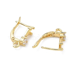 Boucles d'oreilles créoles en laiton avec pavé de zircon cubique transparent&nbsp;KK-Z143-07G