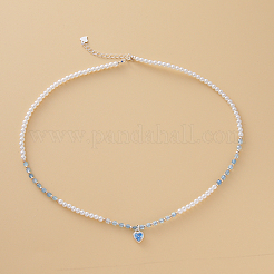 Collier de perles bleues naturelles en forme de cœur océanique&nbsp;LR5640