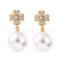 Orecchini pendenti in zircone chiaro con micro pavè di zirconi in ottone&nbsp;EJEW-Z164-31G