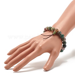 Bracelet extensible perles rondes en agate indienne naturelle&nbsp;BJEW-JB07235-03