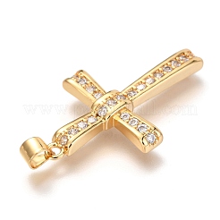 Pendenti in zirconi cubici trasparenti in micro pavè di ottone&nbsp;ZIRC-O038-04G