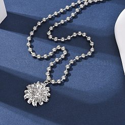 Halsketten mit Kugelkette und Blumenanhänger aus Messing&nbsp;NJEW-D348-01P