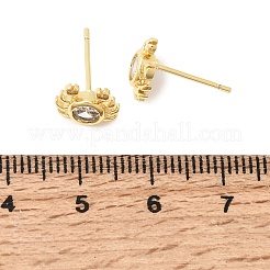 Boucles d'oreilles puces en laiton ornées de micro-pavés de zirconiums cubiques transparents&nbsp;EJEW-C186-21G-01