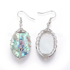 Orecchini pendenti conchiglia abalone / paua shell&nbsp;EJEW-L235-02P