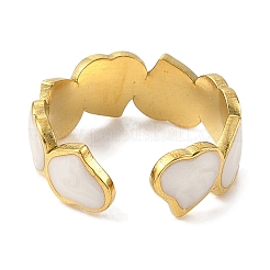 Anelli polsino aperto in acciaio inossidabile 304 smaltato a forma di cuore per donna&nbsp;RJEW-F166-30G-02