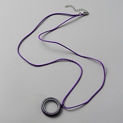 Collier de médaillon rond plat en cristal de strass de mémoire flottante vivante vierge&nbsp;NJEW-WH0002-12E