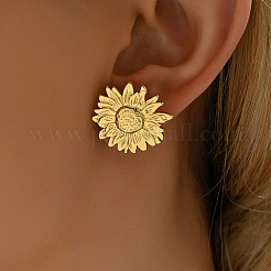 Élégantes boucles d'oreilles à tige en acier inoxydable 201 en forme de tournesol&nbsp;HV3770