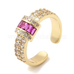 Anelli aperti con polsino in ottone micro pavé di zirconi cubici per donna&nbsp;RJEW-L343-04G