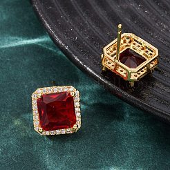 Aretes de latón con micro pavé de circonio cúbico para mujer&nbsp;EJEW-F418-14G