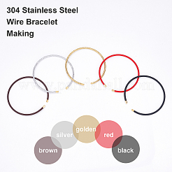 5 stücke 5 farben geflochtene 304 edelstahl draht armband machen&nbsp;MAK-UN0001-34