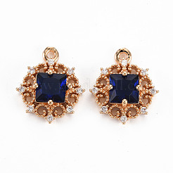 Placage de crémaillère en laiton micro pavé pendentifs en zircone cubique claire&nbsp;KK-T060-61G-RS