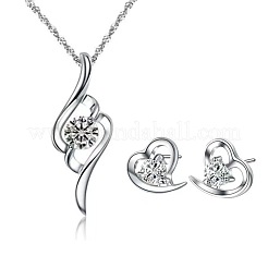 Herz-Legierung Strass Ohrstecker & Anhänger Halskette Sets für Frauen&nbsp;FS-WG883D5-01